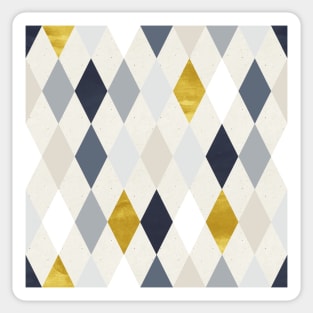 Simple Argyle Pattern in Blue and Gold Sticker